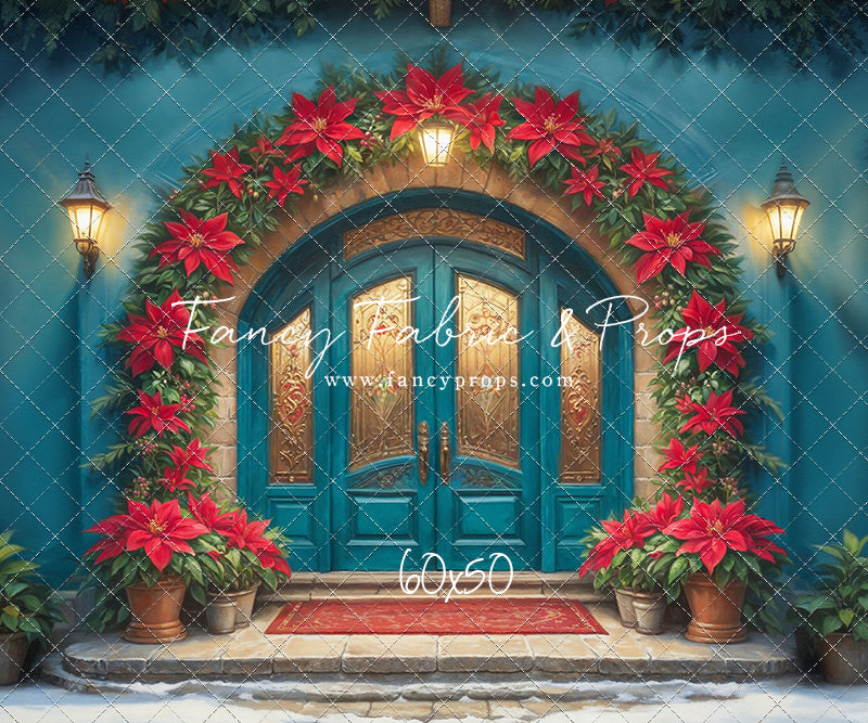 Cheerful Poinsettia Entryway - With Sweep Option