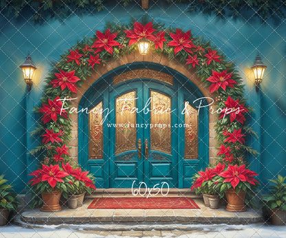 Cheerful Poinsettia Entryway - With Sweep Option
