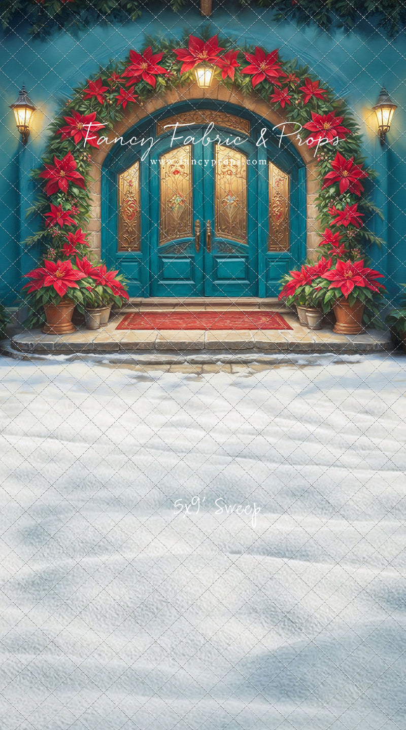 Cheerful Poinsettia Entryway - With Sweep Option