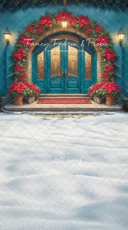 Cheerful Poinsettia Entryway - With Sweep Option