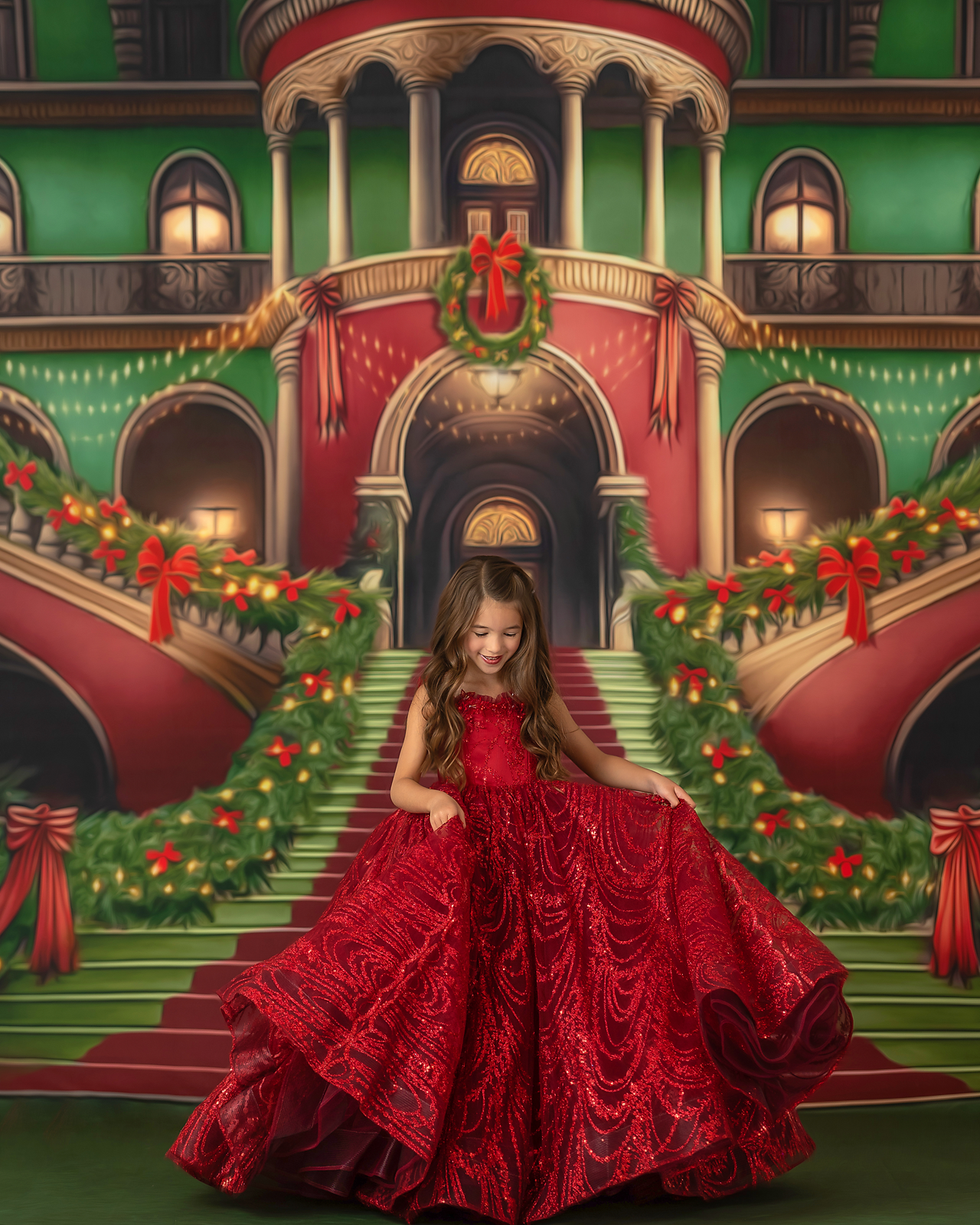 Merry Mansion- Green Rug - with Sweep Option