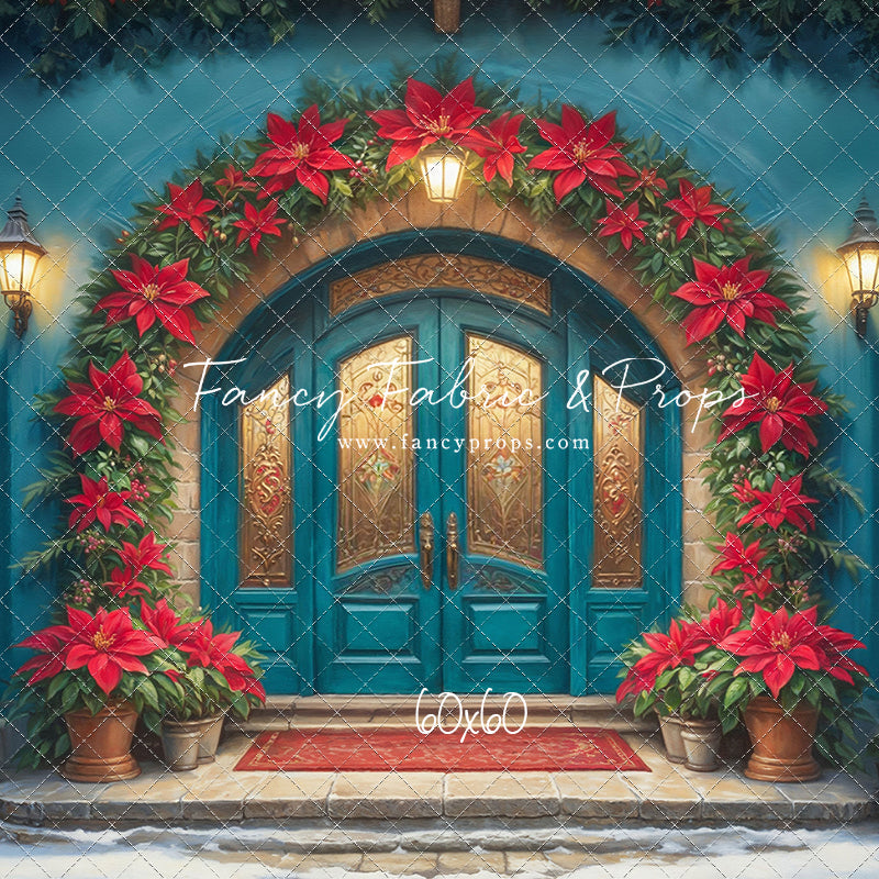 Cheerful Poinsettia Entryway - With Sweep Option