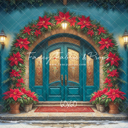 Cheerful Poinsettia Entryway - With Sweep Option