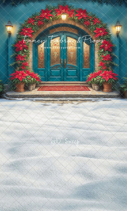 Cheerful Poinsettia Entryway - With Sweep Option