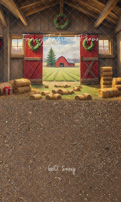 Red Barn Yuletide - Dirt Floor - with Sweep Option