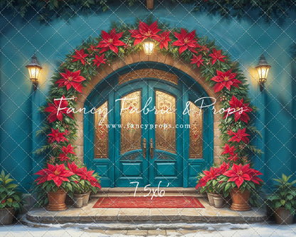 Cheerful Poinsettia Entryway - With Sweep Option