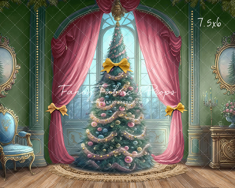 Christmas Wishes - Green With Wood Floor - with Sweep Option