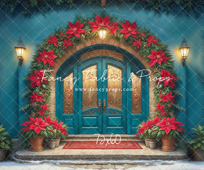 Cheerful Poinsettia Entryway - With Sweep Option