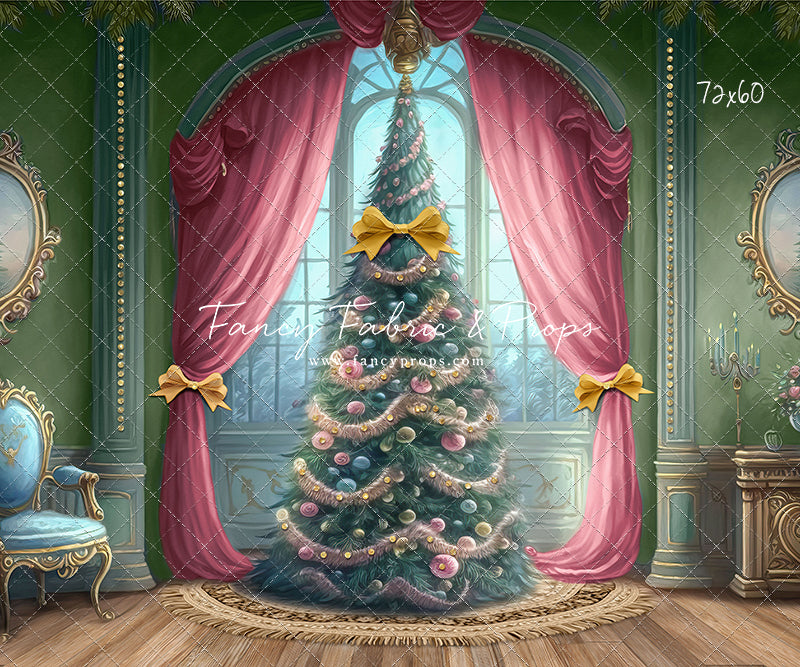 Christmas Wishes - Green With Wood Floor - with Sweep Option