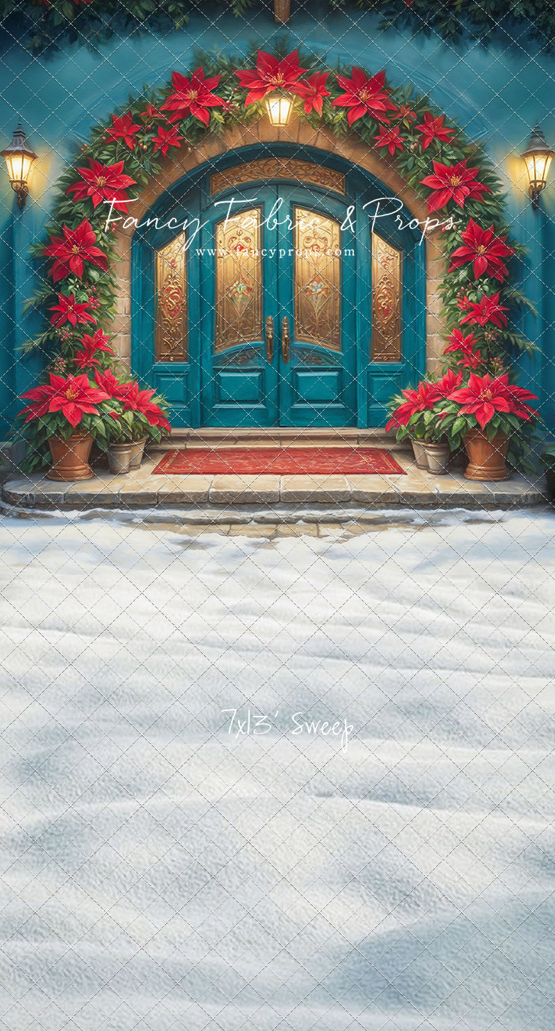 Cheerful Poinsettia Entryway - With Sweep Option
