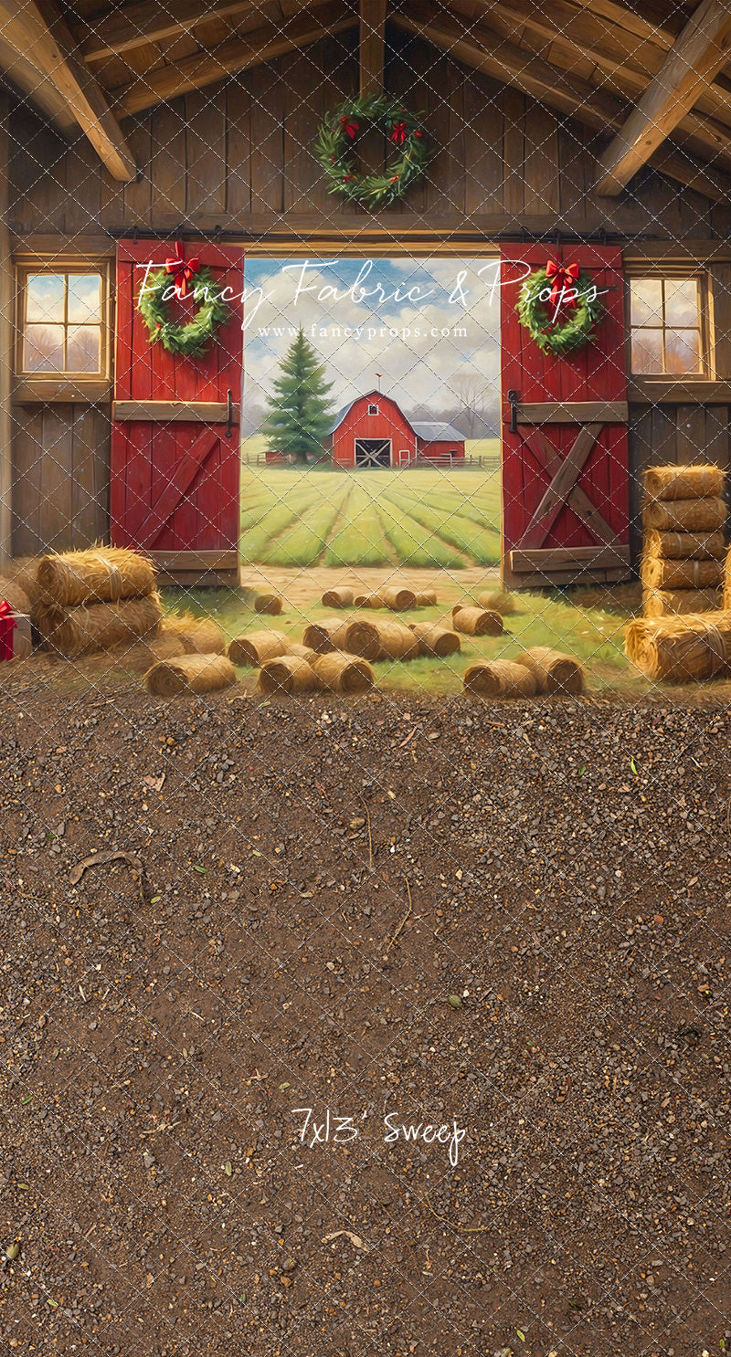 Red Barn Yuletide - Dirt Floor - with Sweep Option