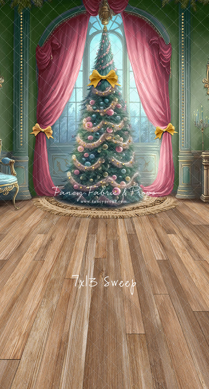Christmas Wishes - Green With Wood Floor - with Sweep Option