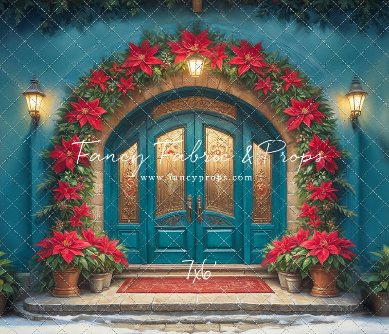 Cheerful Poinsettia Entryway - With Sweep Option