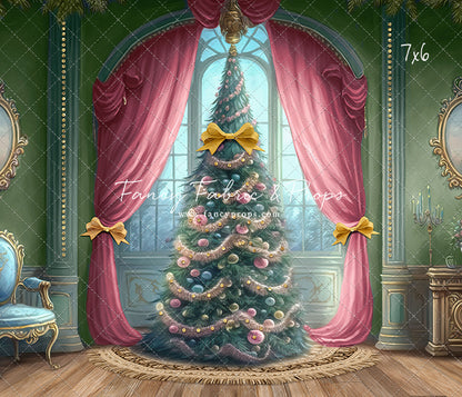 Christmas Wishes - Green With Wood Floor - with Sweep Option