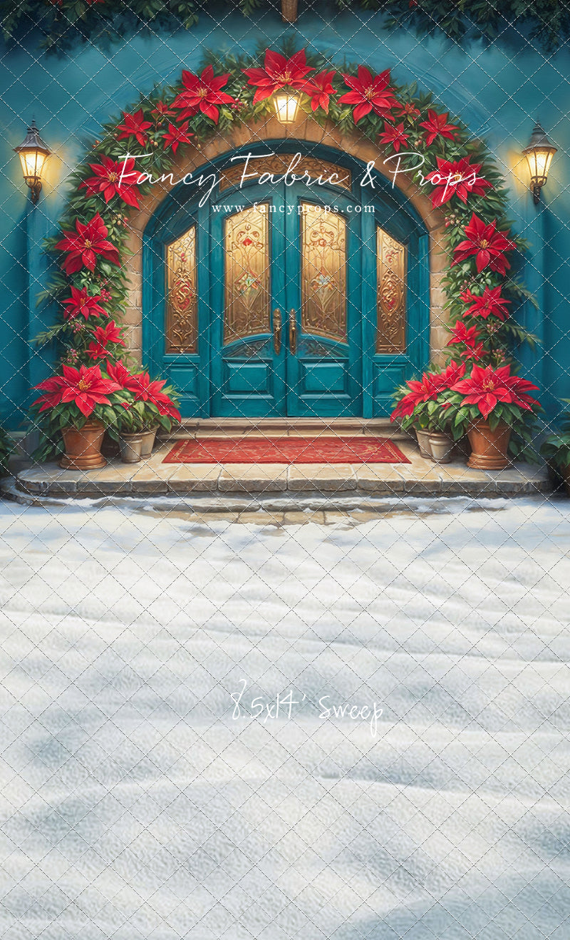 Cheerful Poinsettia Entryway - With Sweep Option