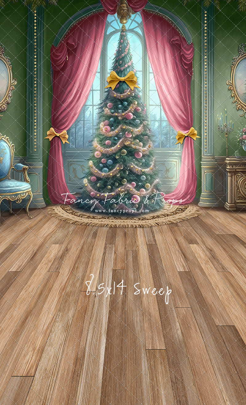 Christmas Wishes - Green With Wood Floor - with Sweep Option