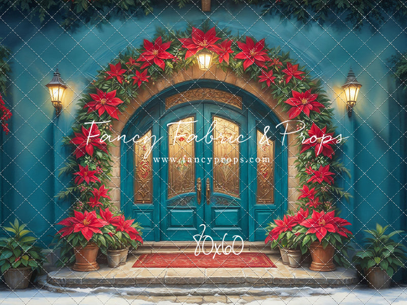 Cheerful Poinsettia Entryway - With Sweep Option