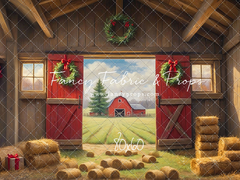 Red Barn Yuletide - Dirt Floor - with Sweep Option