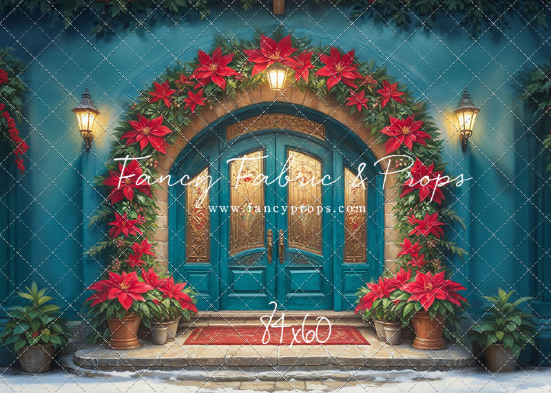Cheerful Poinsettia Entryway - With Sweep Option