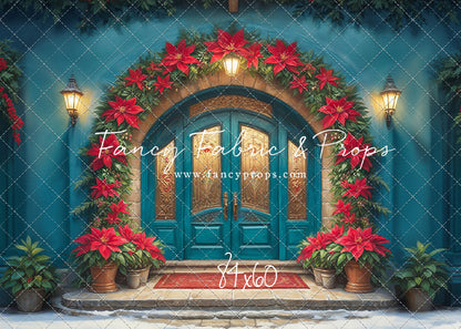 Cheerful Poinsettia Entryway - With Sweep Option