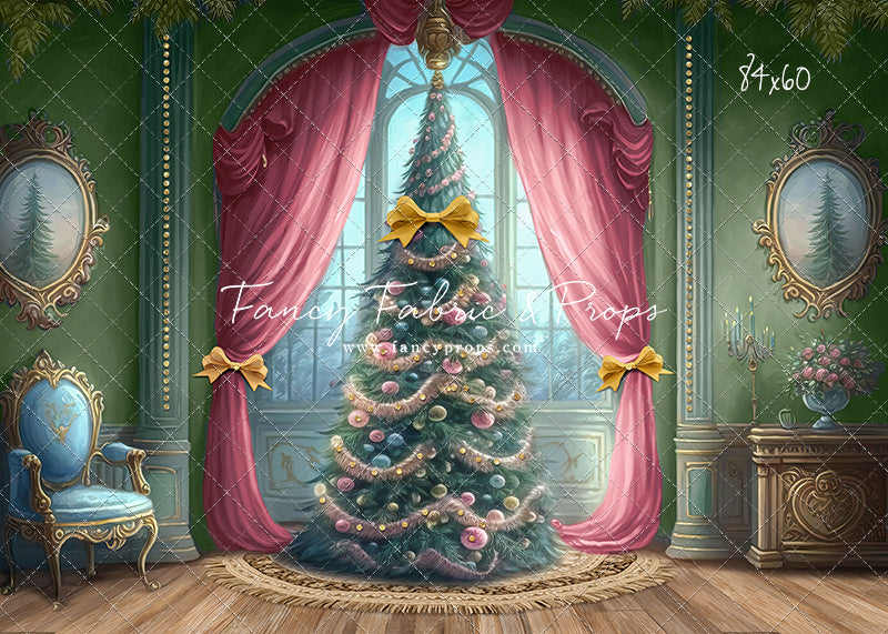 Christmas Wishes - Green With Wood Floor - with Sweep Option