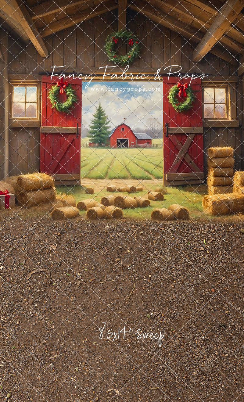 Red Barn Yuletide - Dirt Floor - with Sweep Option