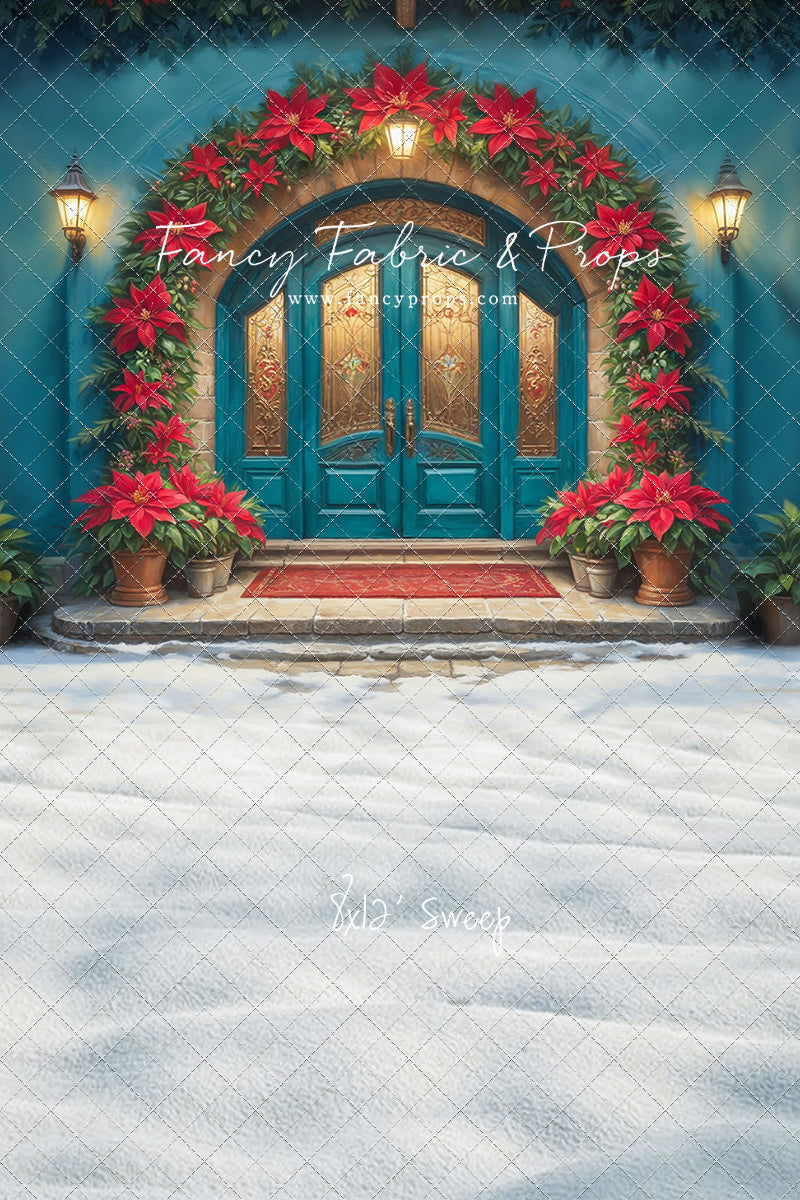 Cheerful Poinsettia Entryway - With Sweep Option