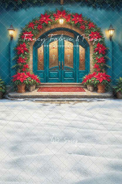 Cheerful Poinsettia Entryway - With Sweep Option