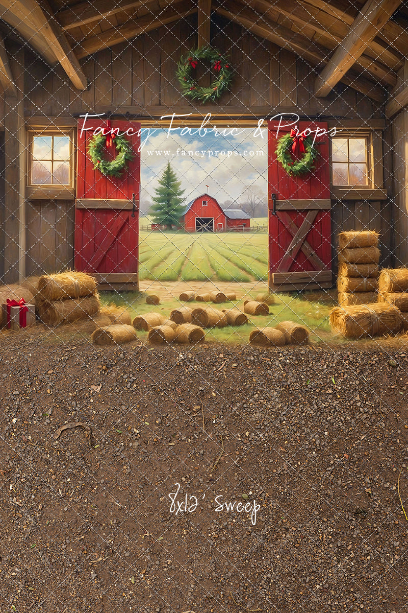 Red Barn Yuletide - Dirt Floor - with Sweep Option