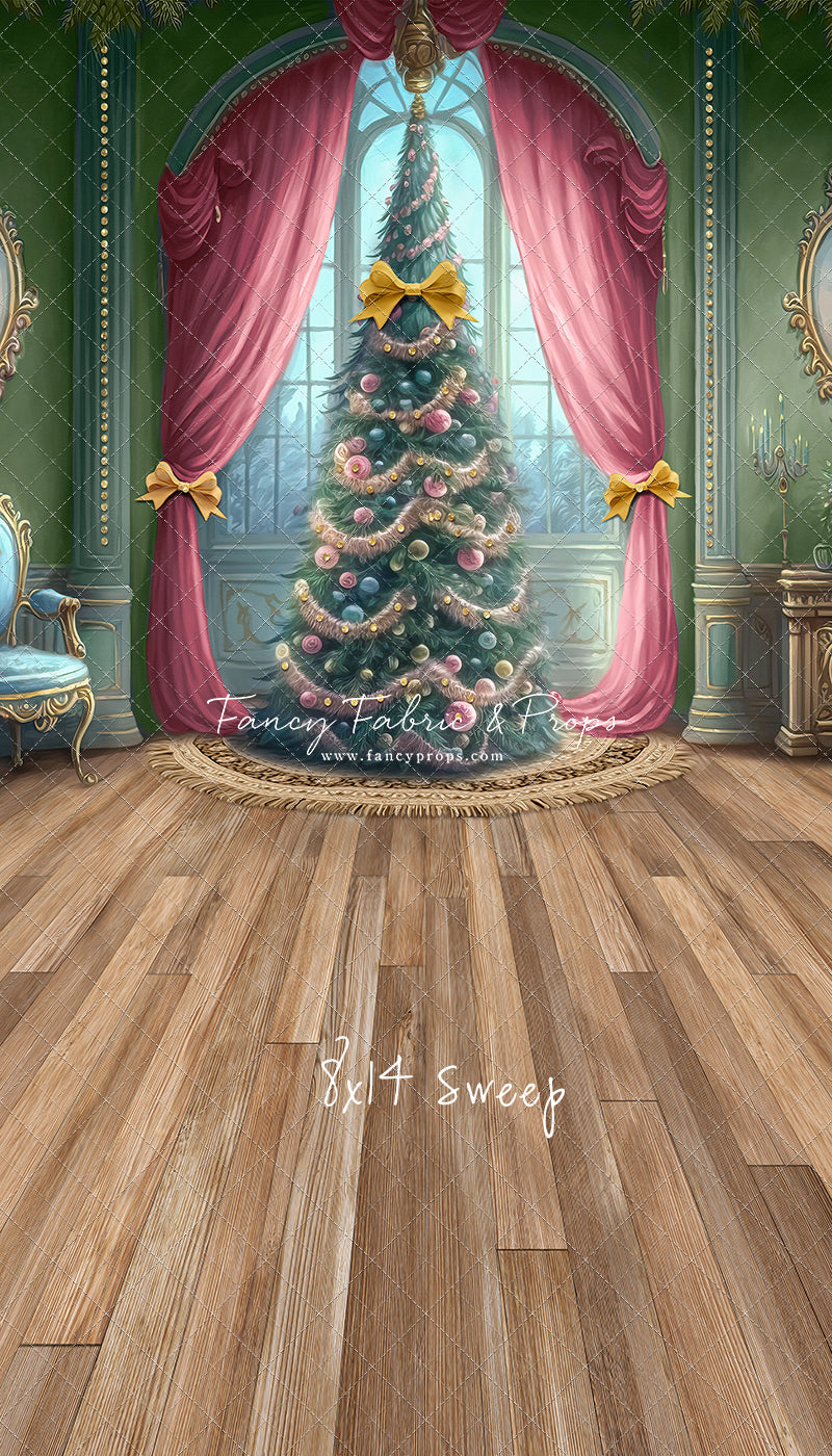 Christmas Wishes - Green With Wood Floor - with Sweep Option