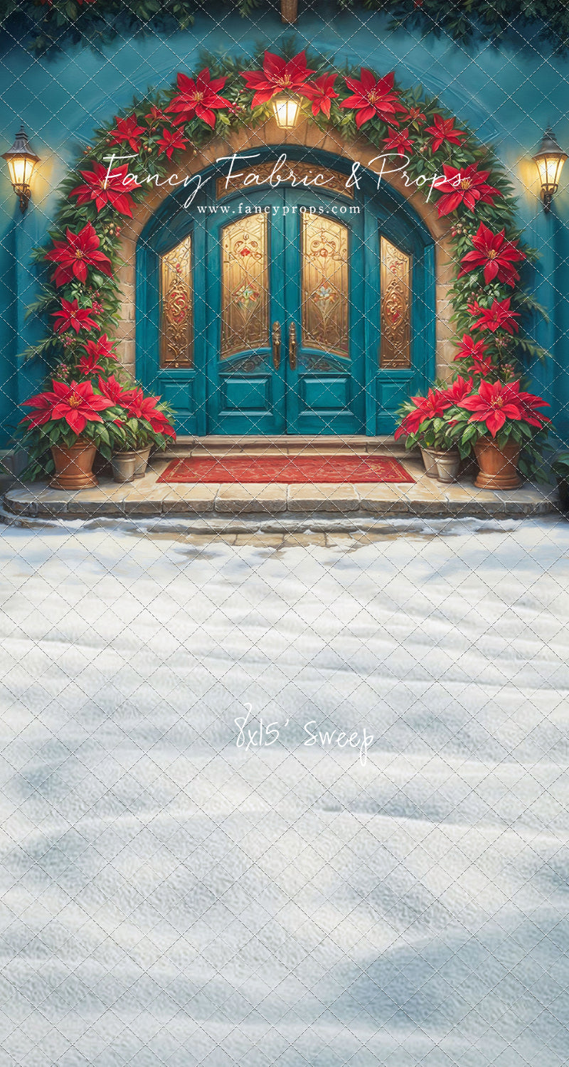 Cheerful Poinsettia Entryway - With Sweep Option