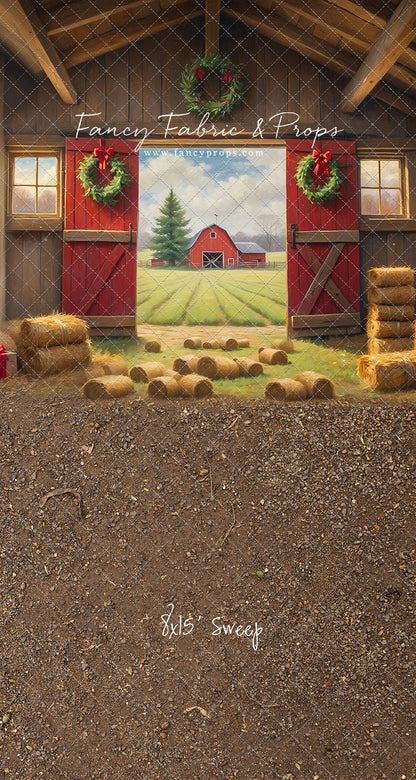 Red Barn Yuletide - Dirt Floor - with Sweep Option