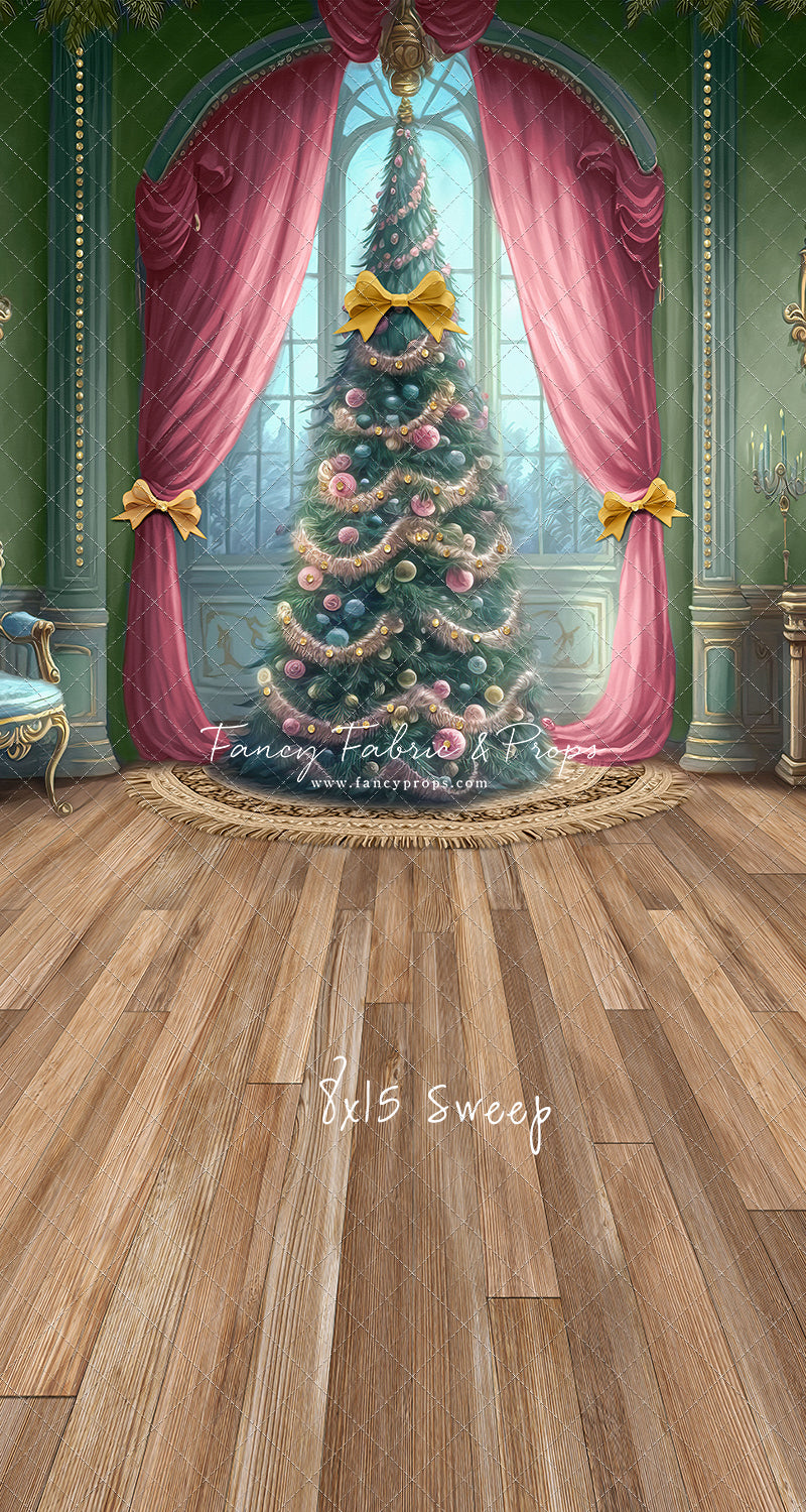 Christmas Wishes - Green With Wood Floor - with Sweep Option