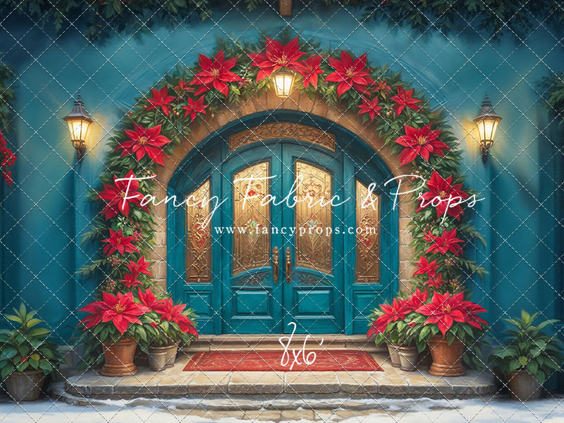 Cheerful Poinsettia Entryway - With Sweep Option