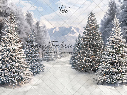Snowy Mountain Tree Farm Path - 2pc Set
