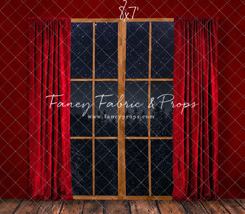 Classic Window With Red Drapes