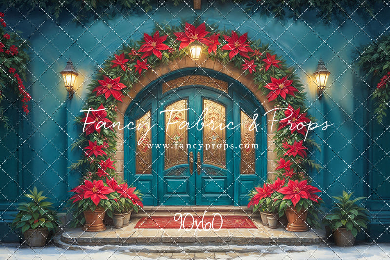 Cheerful Poinsettia Entryway - With Sweep Option