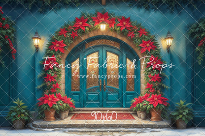 Cheerful Poinsettia Entryway - With Sweep Option