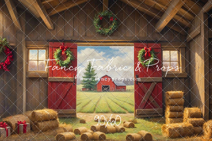 Red Barn Yuletide - Dirt Floor - with Sweep Option