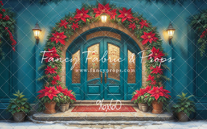 Cheerful Poinsettia Entryway - With Sweep Option