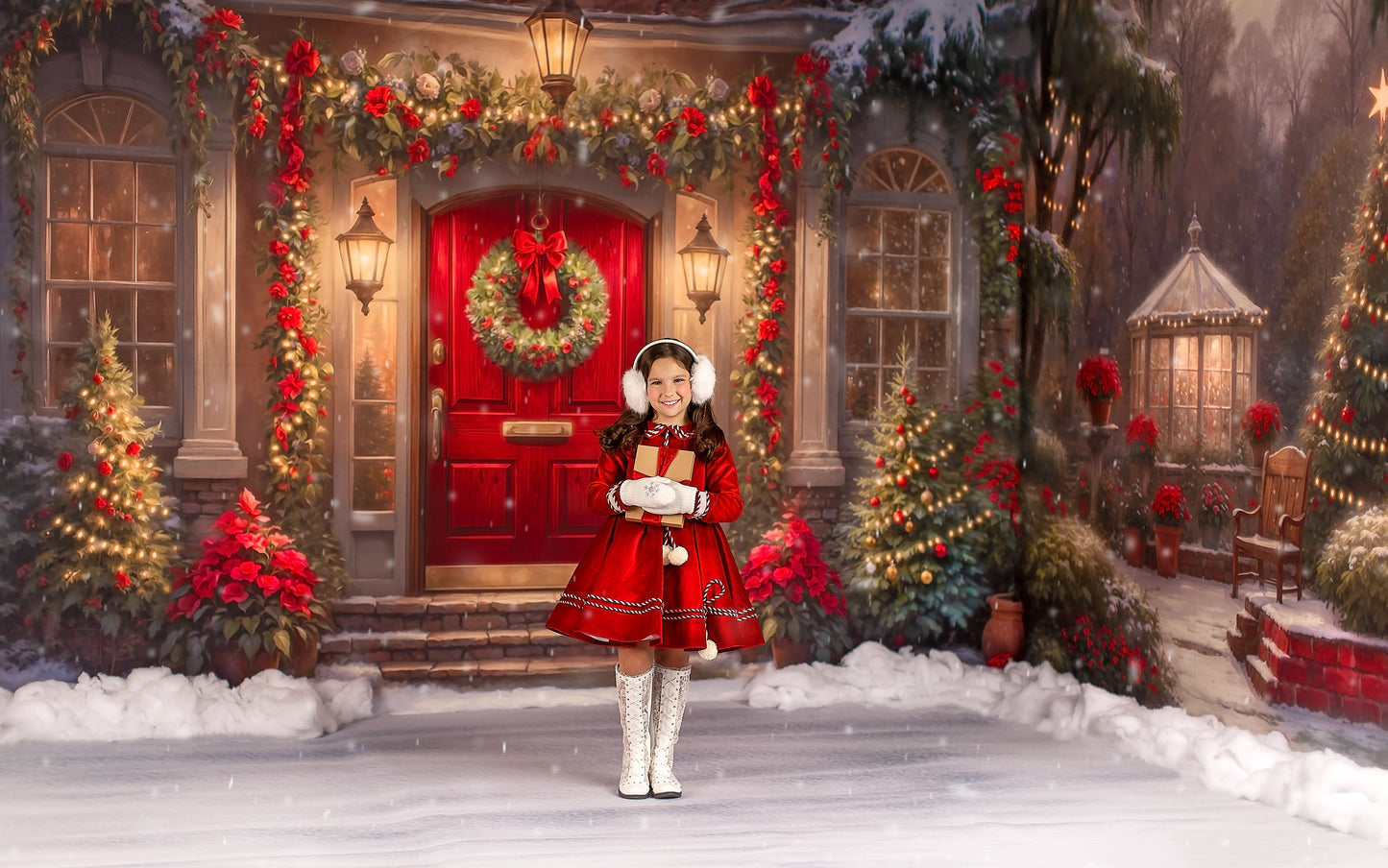 Merry Holiday Entry - Red Door - With Sweep Option