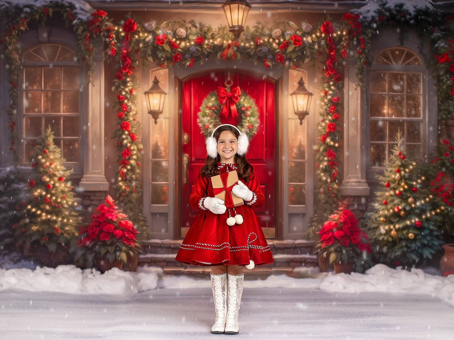 Merry Holiday Entry - Red Door - With Sweep Option