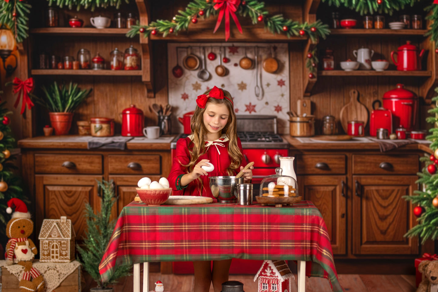 RTS The Christmas Bakehouse - 10x8' Value Luxe Fabric - Ink Spots - 60% Off