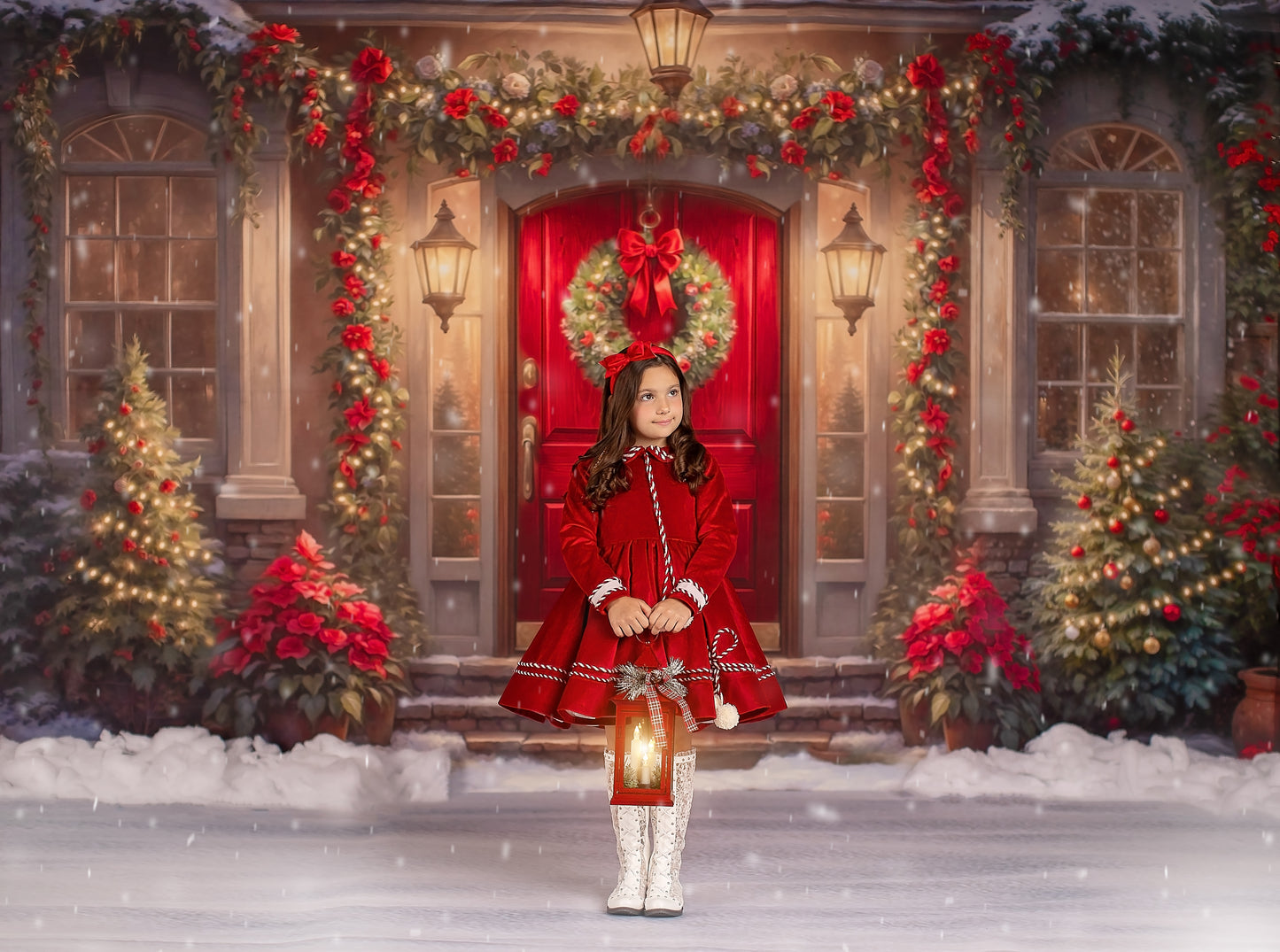 Merry Holiday Entry - Red Door - With Sweep Option