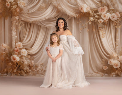 Petals & Silk In Ivory - With Sweep Option