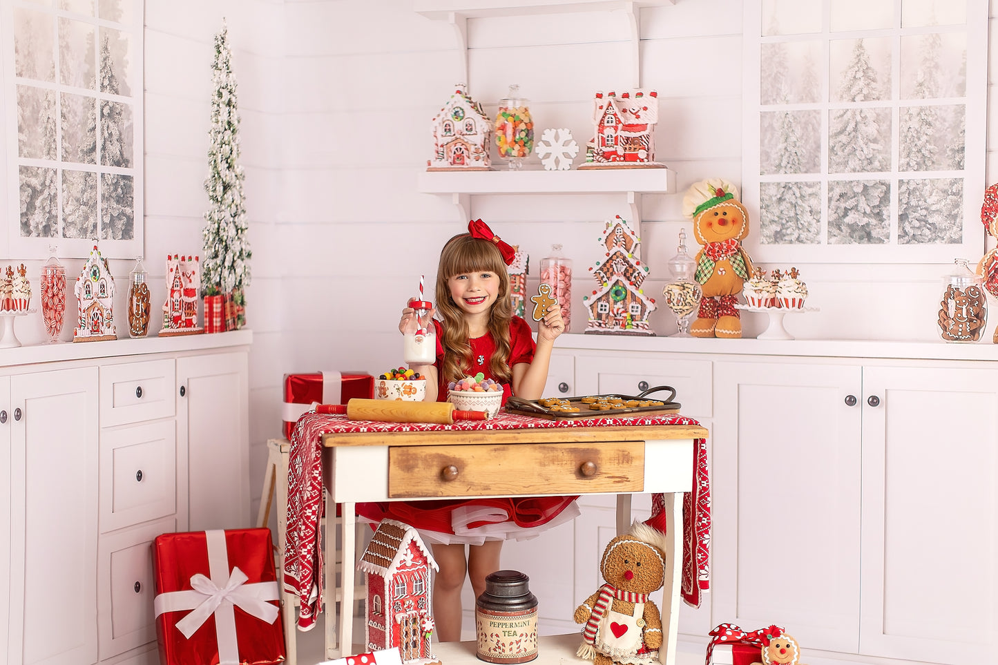 RTS Gingerbread Kitchen Buffet - 10x8' Wrinkle-Free Fabric - Banding - 60% Off