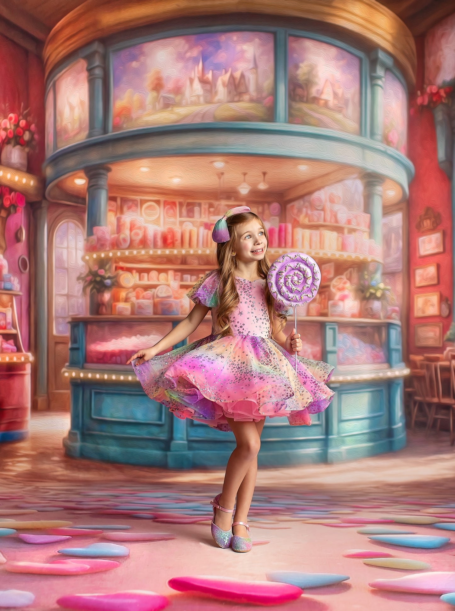 Sweet Tart Hearts with Candy Floor - With Sweep Option