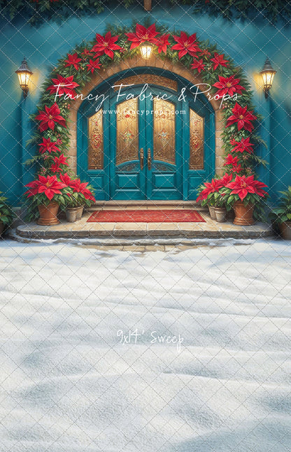Cheerful Poinsettia Entryway - With Sweep Option