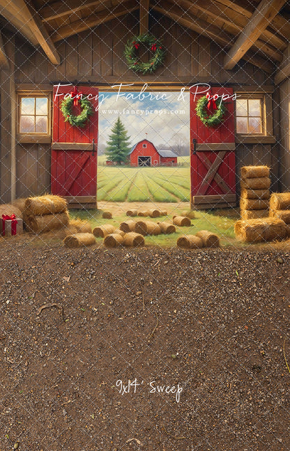 Red Barn Yuletide - Dirt Floor - with Sweep Option