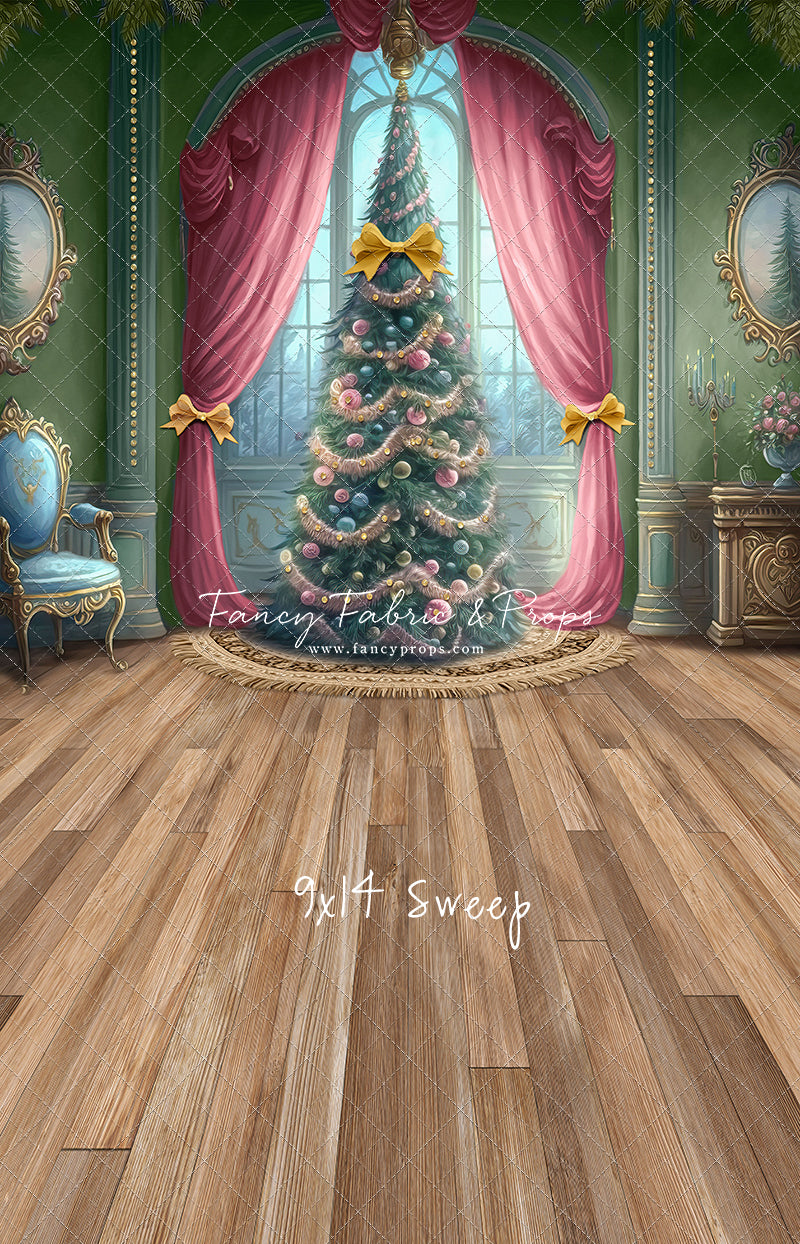 Christmas Wishes - Green With Wood Floor - with Sweep Option
